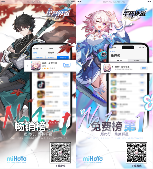 42个国家畅销前十，《崩坏：星穹铁道》下载量破2000万