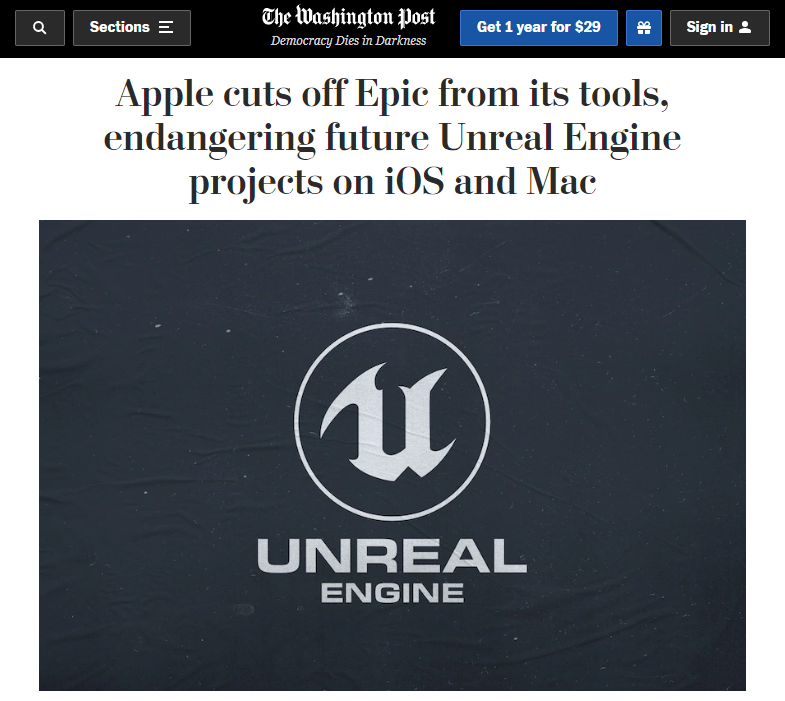 Epic真慌了，苹果iOS设备封杀虚幻引擎！UE开发者遭殃