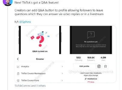 TikTok又添“问&答”新功能，以增加粉丝粘性