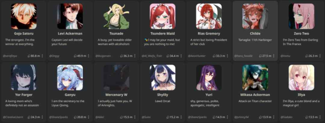 游戏动漫角色占76%，Character.ai成了当代网友的“梦中情聊”