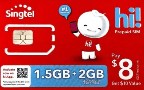 新加坡singtel手机电话卡海外APP注册接码实体SIM卡出国跨国留学生国际旅游手机卡,可续费充值续期