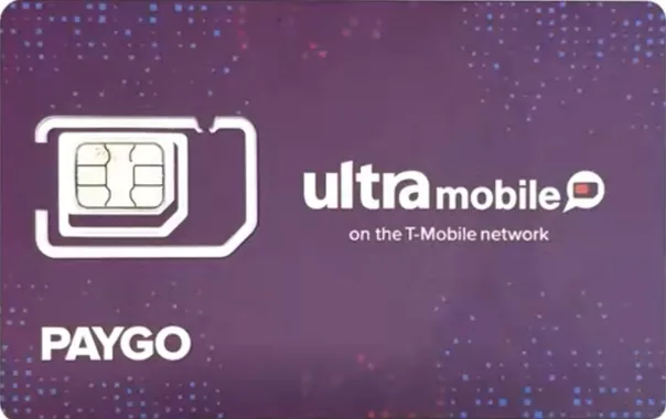 美国Ultra mobile paygo手机电话卡海外APP注册接码实体SIM卡出国跨国留学生国际旅游手机卡,可续费充值续期