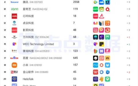 2025年8月中国应用/游戏厂商出海收入Top30榜