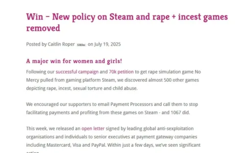 Steam下架风波还没完？CS组织喊话：合法不是挡箭牌，你们在对女性犯罪